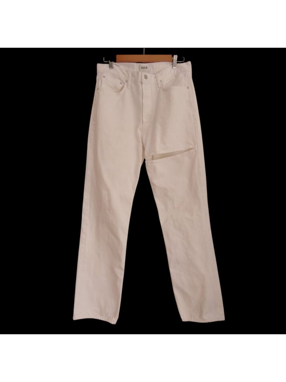 Agolde Womens White Lana Slice Midrise Straight Leg Organic Cotton 29
